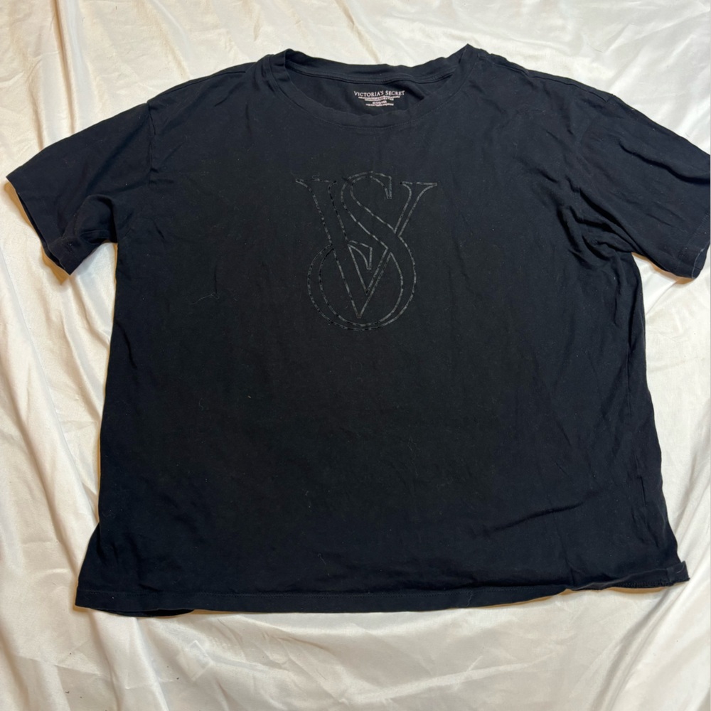 Victoria's Secret Black Embroidered VS Logo Tee